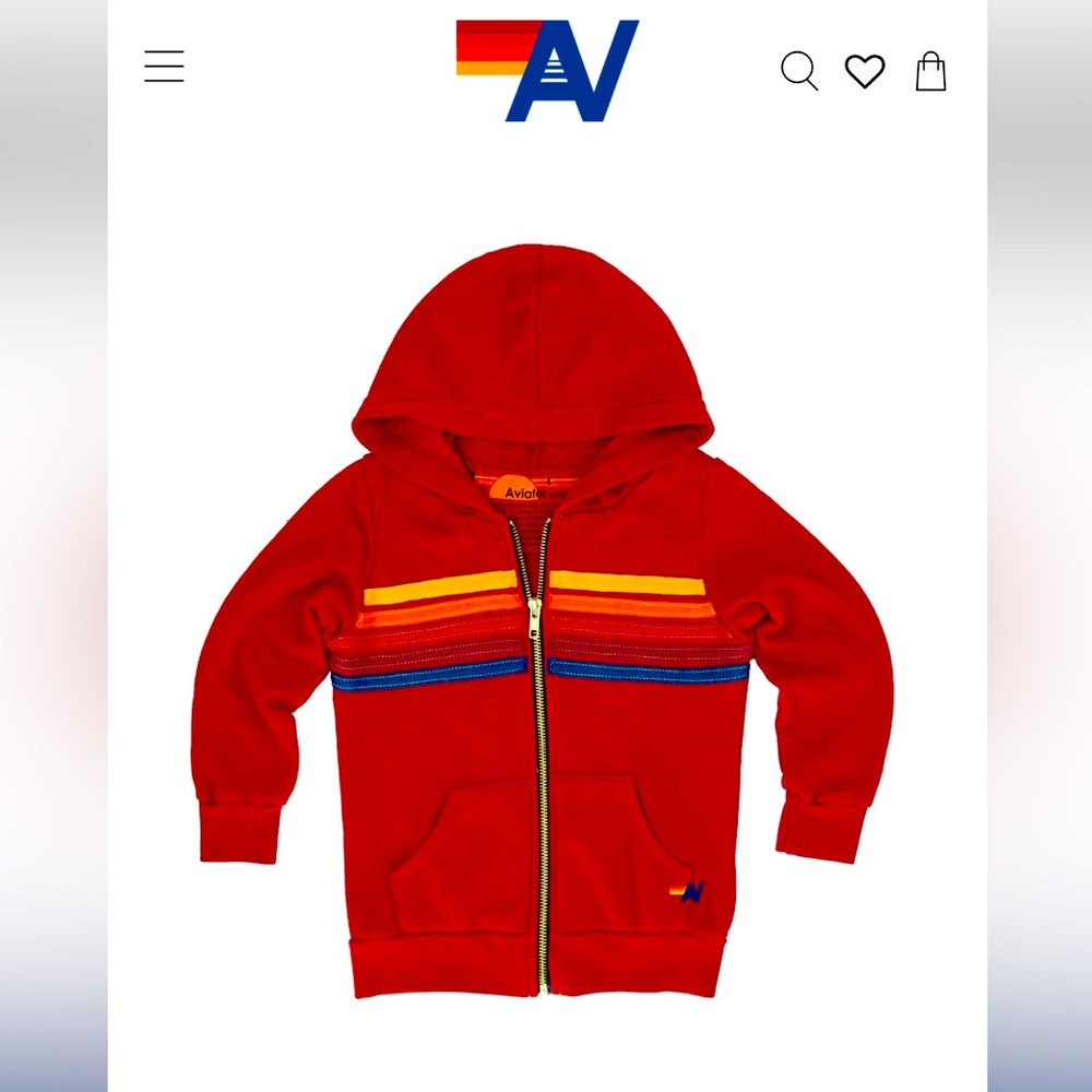NWT Aviator Nation child size 14 Red zip up sweatshirt.
